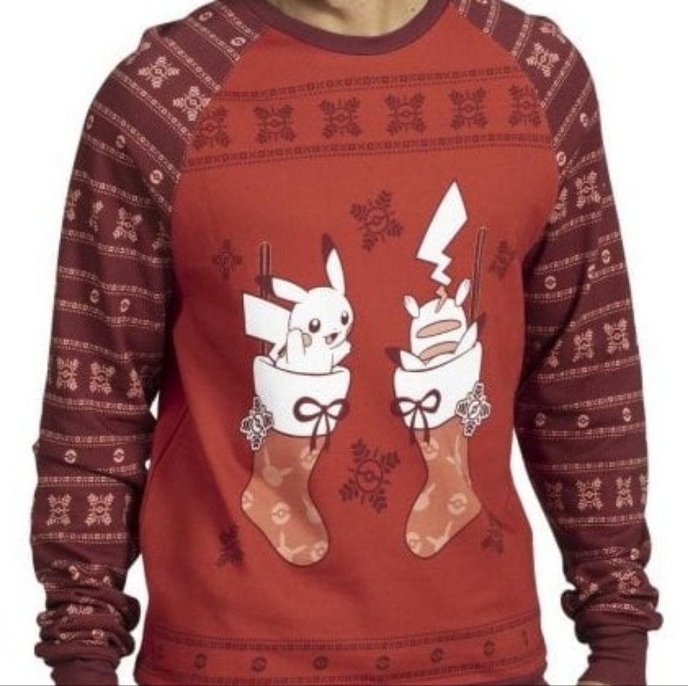 Pokemon Center Pikachu Ugly Christmas Sweatshirt Red Graphic Men Sweater